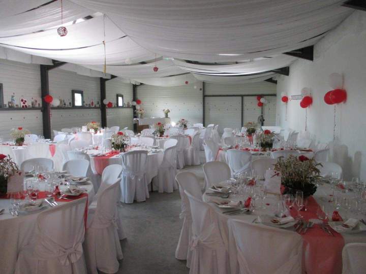 Salle décorée sous le thème rouge et blanc Lot